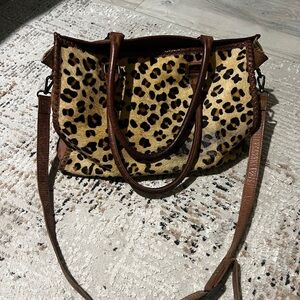Leopard Print Faux Fur Tote Bag